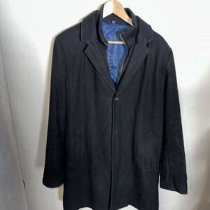 Tommy Hilfiger Men's Wool Blend Coat Winter Warm Black Inner Zipper Sz 42R